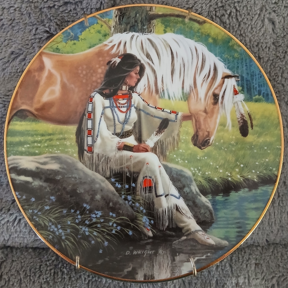 Decorative Native American Collector Plates, Set Of 4, Hangers Included